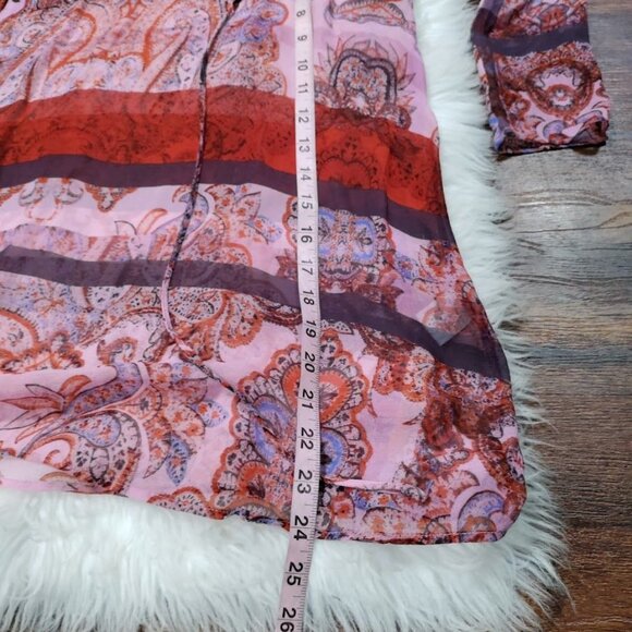 Charlie Jade Silk Womens Paisley Print Boho Tunic Dress M Pink & Red - Picture 8 of 9